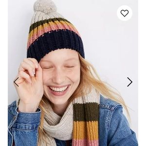 New Madewell striped hat & scarf set